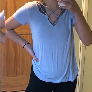 AEO Light Blue Crossed Next TShirt